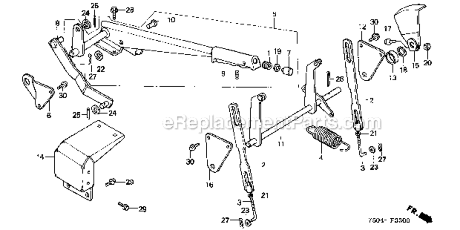 Height Adjusting Lever Diagram and Parts List for HT3810K1  Honda Lawn Tractor