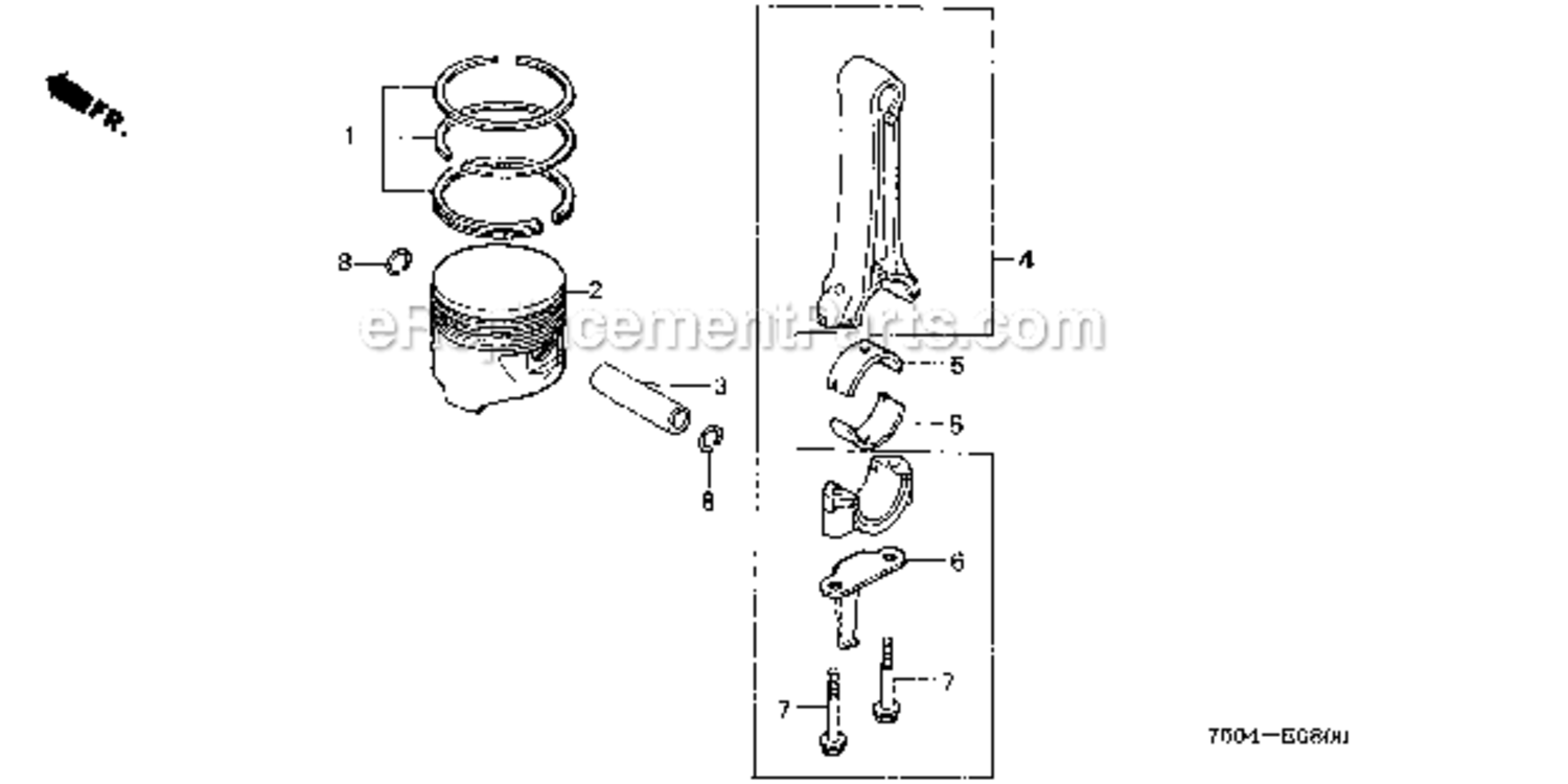 Piston Diagram and Parts List for HT3810K1  Honda Lawn Tractor