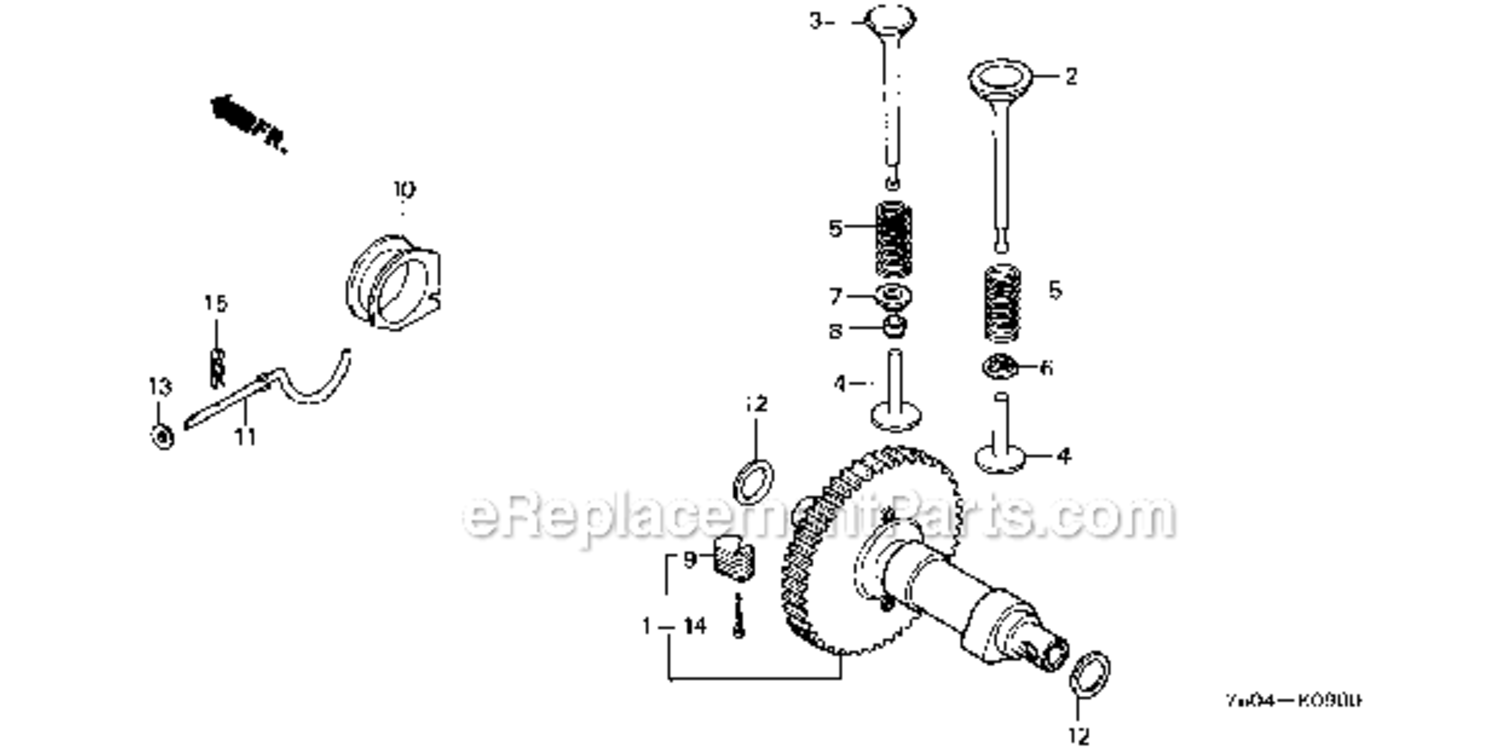 Camshaft Diagram and Parts List for HT3810K1  Honda Lawn Tractor