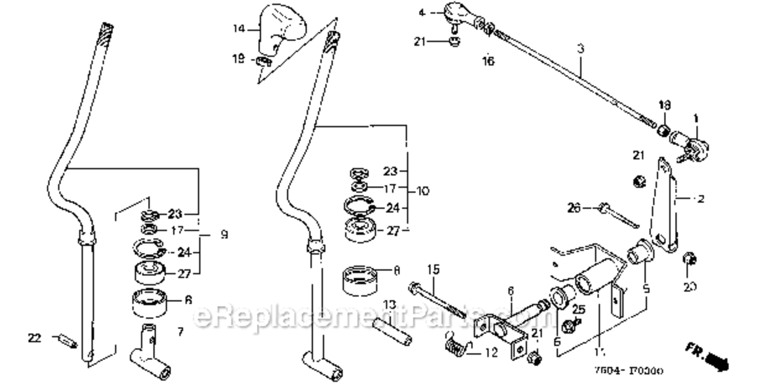 Change Lever  Change Arm Diagram and Parts List for HT3810K1  Honda Lawn Tractor