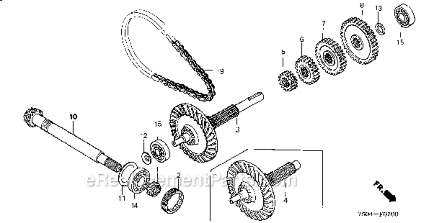Mainshaft  Input Shaft Diagram and Parts List for HT3810K2  Honda Lawn Tractor