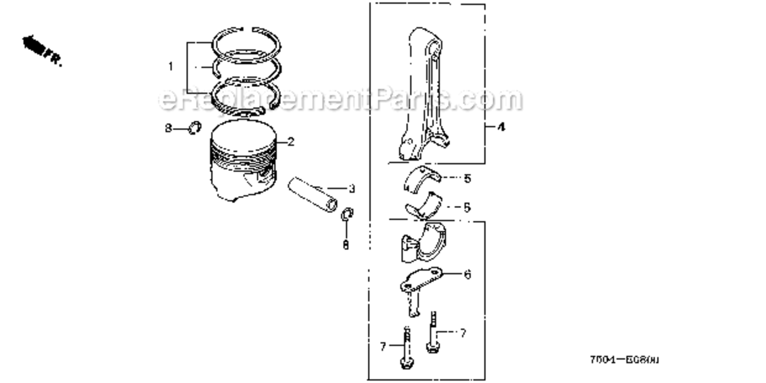 Piston Diagram and Parts List for HT3810K2  Honda Lawn Tractor