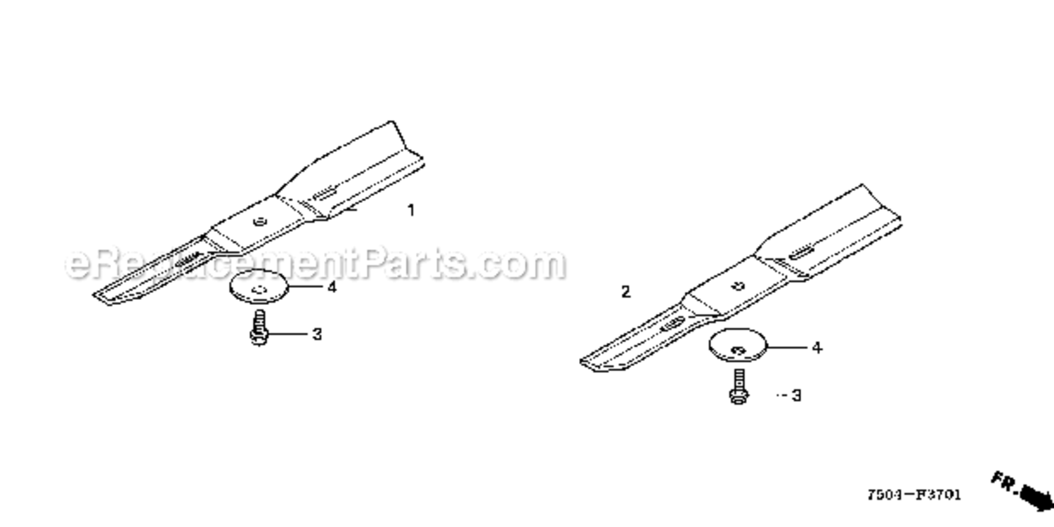 Rotary Blade Diagram and Parts List for HT3810K2  Honda Lawn Tractor