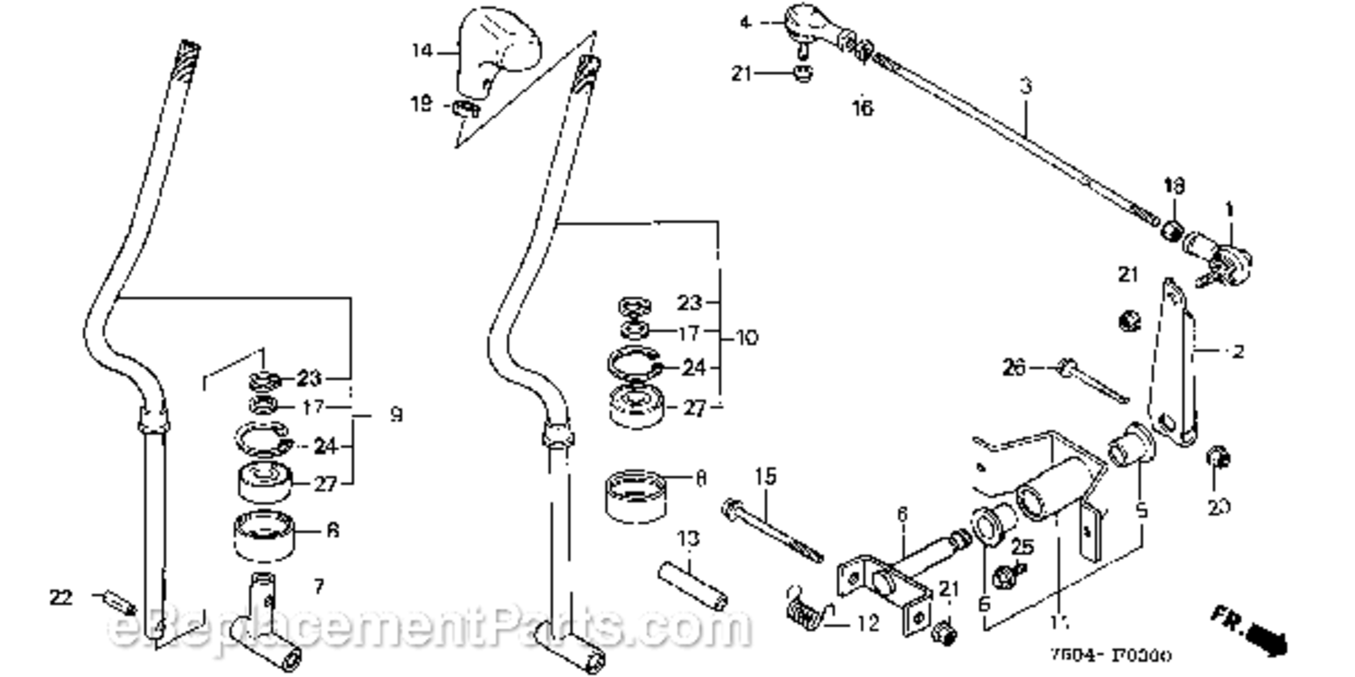 Change Lever  Change Arm Diagram and Parts List for HT3810K2  Honda Lawn Tractor