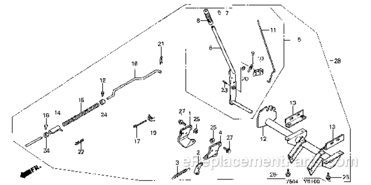 Lift Lever Kit Diagram and Parts List for HT3810ST  Honda Snow Blower