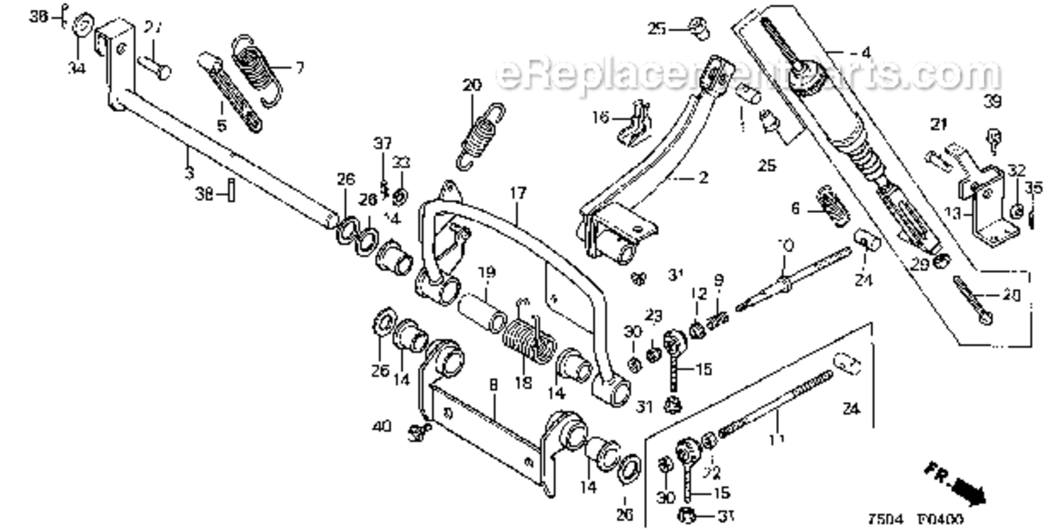 Clutch Arm  Damper Diagram and Parts List for HT3810  Honda Lawn Tractor