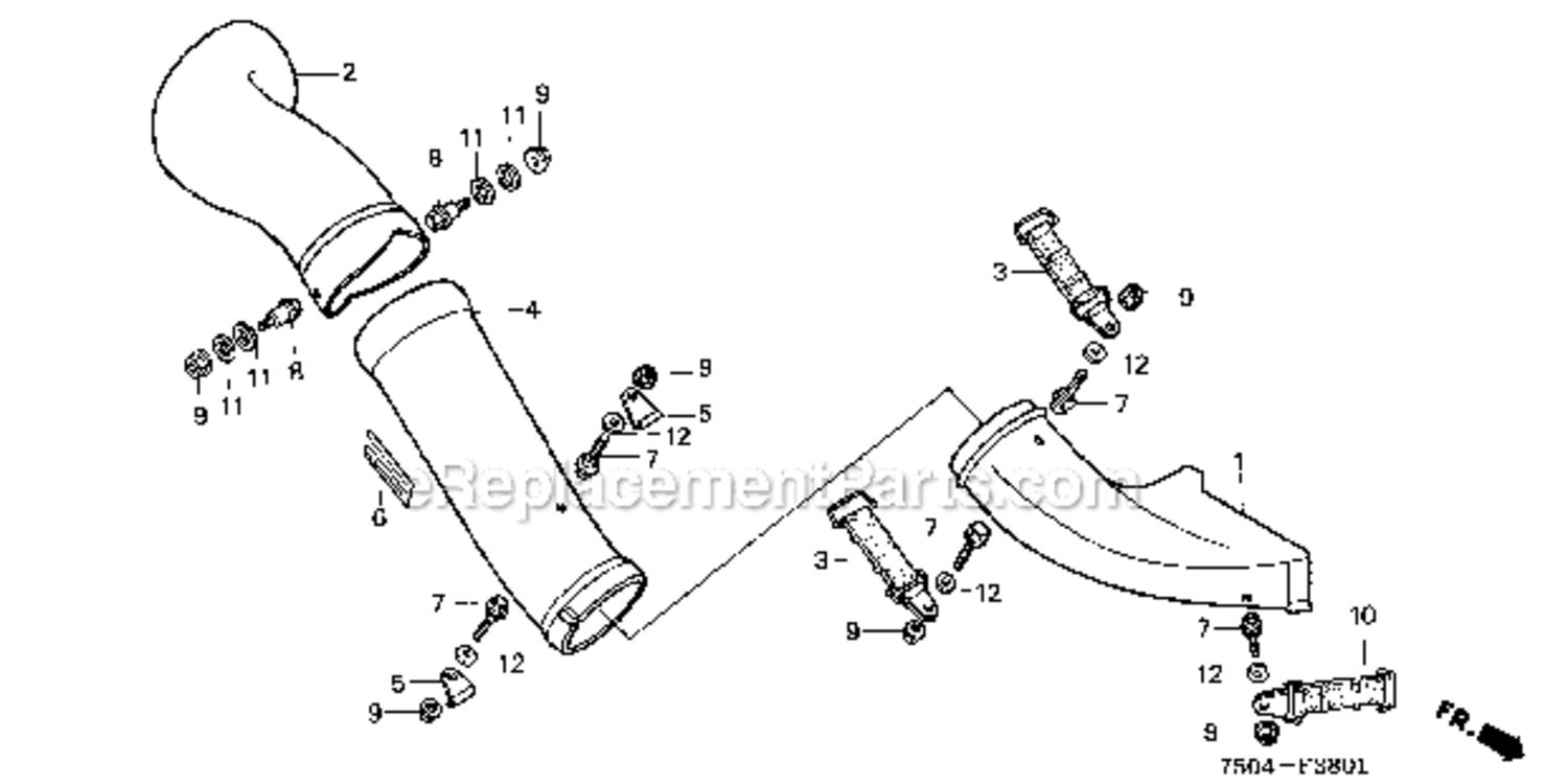 Grass Catcher Kit (Chuter) Diagram and Parts List for HT3810  Honda Lawn Tractor