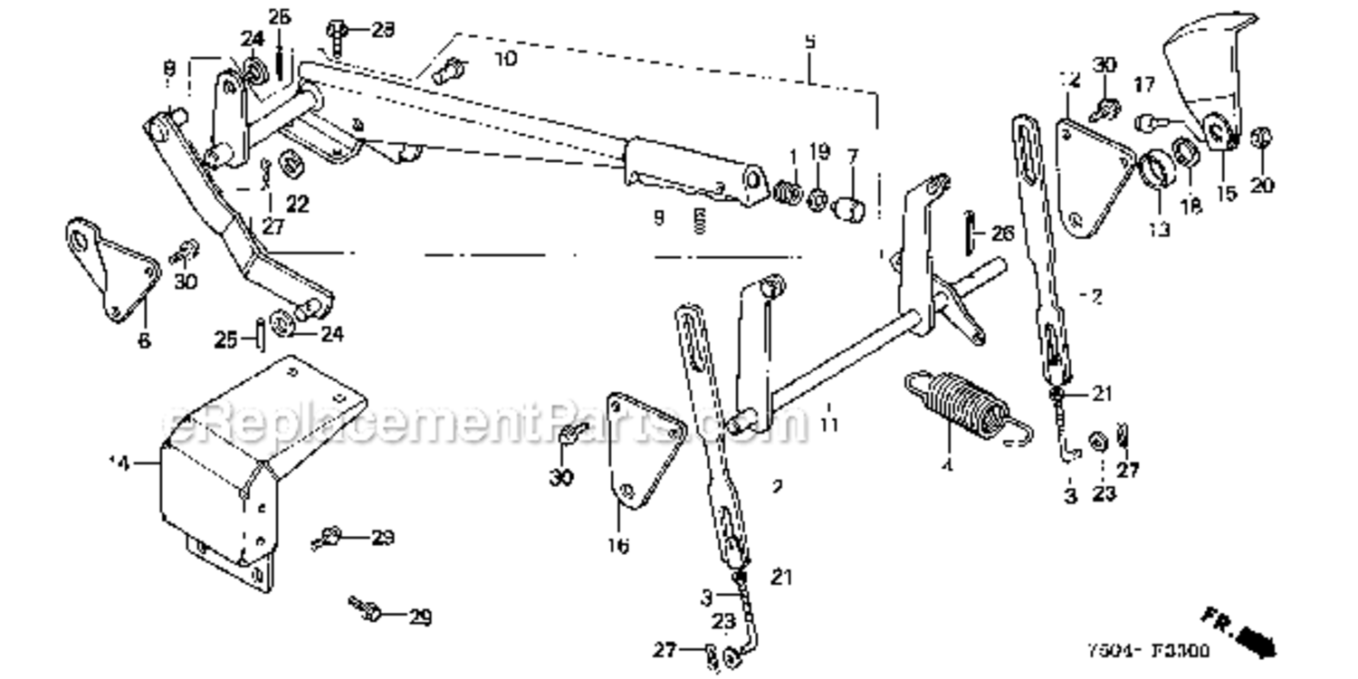 Height Adjusting Lever Diagram and Parts List for HT3810  Honda Lawn Tractor