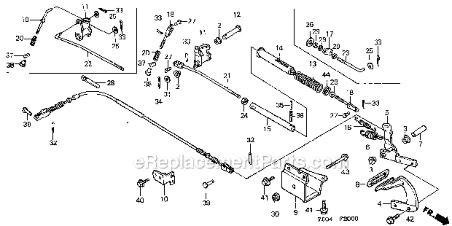 Brake Pedal Diagram and Parts List for HT3810  Honda Lawn Tractor