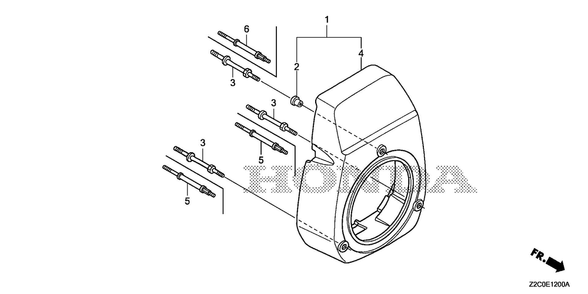 Fan Cover Diagram and Parts List for GS190LAX (Type QHAF)(GCACA-2074905-9999999) Honda Engine