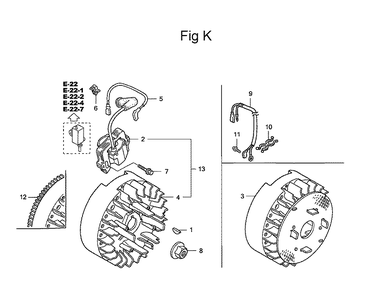 Fig-11 Diagram and Parts List for GC160 Type QHA Honda Engine
