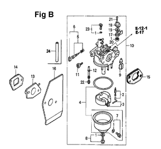 Part Location Diagram of 16100-ZE7-W01 Honda Carburetor Assembly (Be66a B)