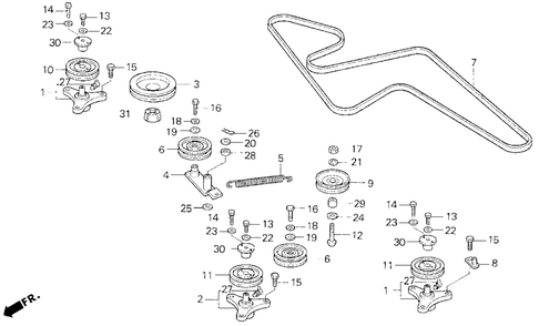Part Location Diagram of 76130-769-M01 Honda Roller, Tensioner