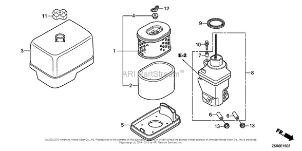 Air Cleaner (4) Diagram and Parts List for GX390U2 (typeSXE4)(GCBHK-1000001) Honda Engine