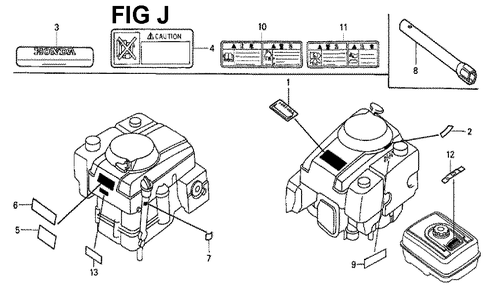 Fig-2 Diagram and Parts List for GXV340K2 Type DX2 Honda Engine