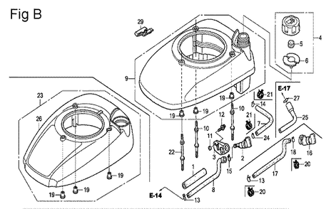 Fig-2 Diagram and Parts List for GSV190A Type A3G7 Honda Engine