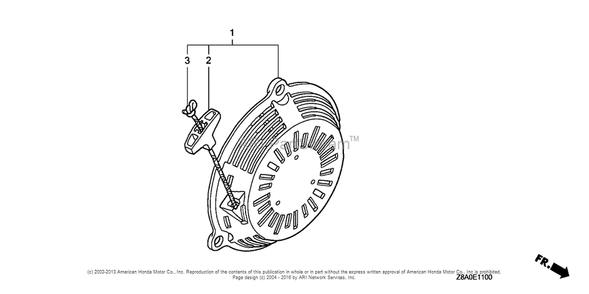 Recoil Starter Diagram and Parts List for GC160LA (typeQDE)(GCAHA-3599750) Honda Engine