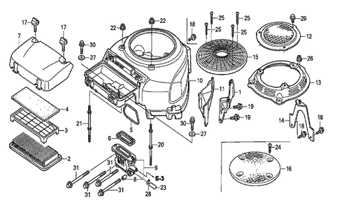 Fig-0 Diagram and Parts List for GXV530 U4-1070150 Honda Engine