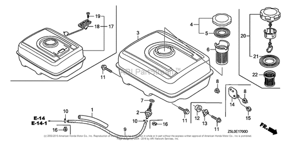 Fuel Tank Diagram and Parts List for GX340U2 (typeSMX2)(GCBKK-1000001) Honda Engine