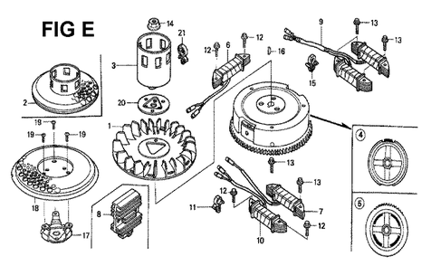 Fig-12 Diagram and Parts List for GXV340K2 Type DCA Honda Engine