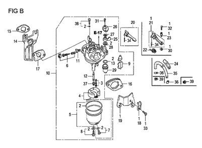 Fig-1 Diagram and Parts List for GX160U1 Type VHH4 Honda Engine
