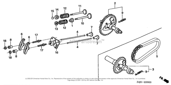 Camshaft Diagram and Parts List for GX160U1 (typeWKD6)(GCACK-1000001) Honda Engine