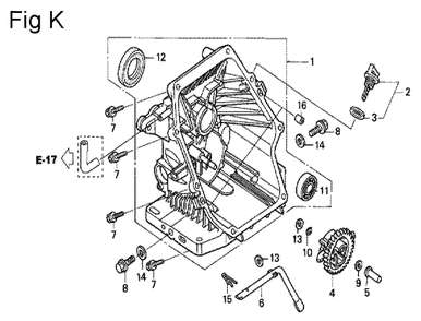 Fig-11 Diagram and Parts List for GS190A Type VXE9 Honda Engine