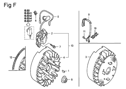 Fig-6 Diagram and Parts List for GC160 Type QHE Honda Engine