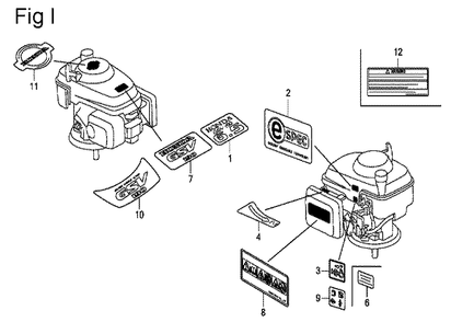 Fig-9 Diagram and Parts List for GSV190A Type N1G7 Honda Engine