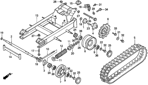 Frame Diagram and Parts List for HP250 (Type  CA)(NA1-2000001 - 2599999) Honda Lawn Tractor Accessories