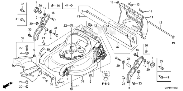 Cutter Housing Diagram and Parts List for HRX217K6 (Type  HYA)(MAMA-1000001 - 9999999) Honda Lawn Mower