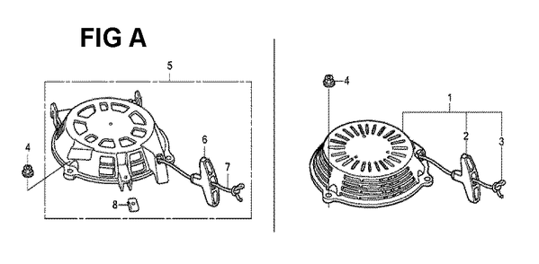Fig-1 Diagram and Parts List for GCV190LA Type N5B Honda Engine