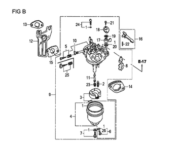 Fig-2 Diagram and Parts List for GX120T1 Type VPR4 Honda Engine