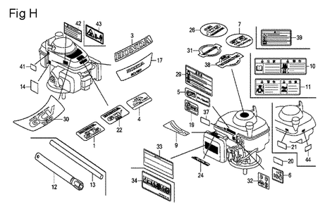 Fig-8 Diagram and Parts List for GCV160A Type N5R Honda Engine