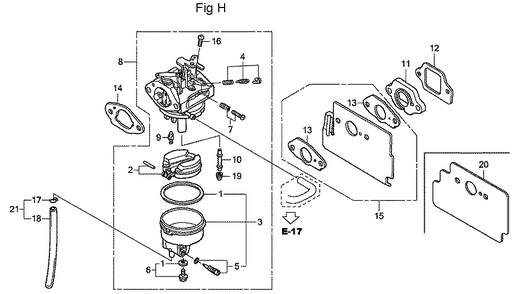 Fig-8 Diagram and Parts List for GC160LA Type MHAB Honda Engine
