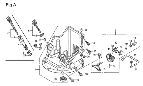 Fig-1 Diagram and Parts List for GSV190A Type BHH Honda Engine