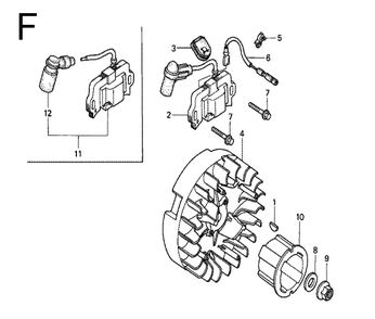 Fig-6 Diagram and Parts List for GX100 Type QBE Honda Engine
