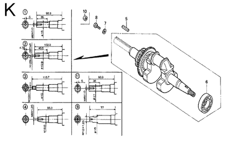 Fig-11 Diagram and Parts List for GX100 Type QA2 Honda Engine