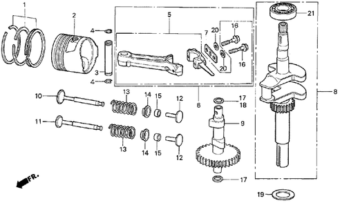 Part Location Diagram of 130A1-896-003 Honda Ring Set, Piston (Std)