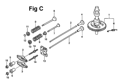 Fig-10 Diagram and Parts List for GXV120 Type N2CA Honda Engine