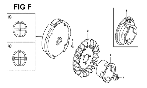 Fig-6 Diagram and Parts List for GX120K1 Type SJ Honda Engine