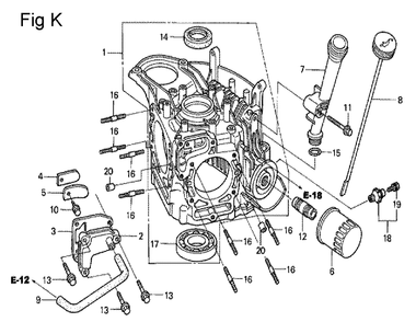 Fig-11 Diagram and Parts List for GCV530 Type EXA1 Honda Engine
