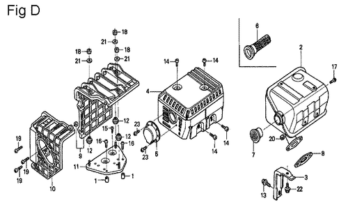 Fig-2 Diagram and Parts List for GX200 Type VX Honda Engine