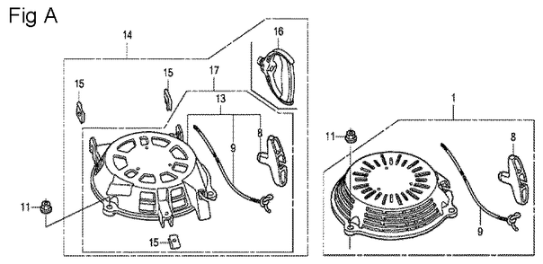 Fig-1 Diagram and Parts List for GCV160A Type S3H Honda Engine