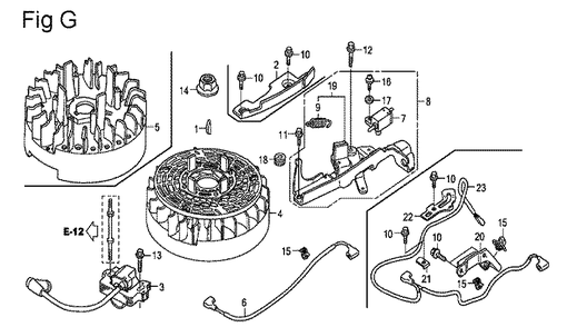 Fig-7 Diagram and Parts List for GSV190A Type N1U Honda Engine