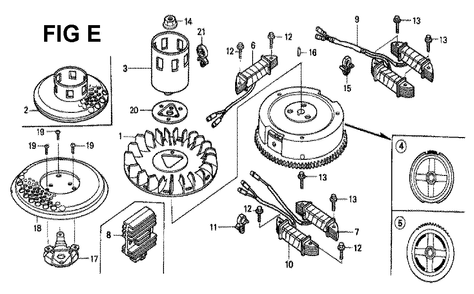 Fig-12 Diagram and Parts List for GXV340K2 Type DCA Honda Engine
