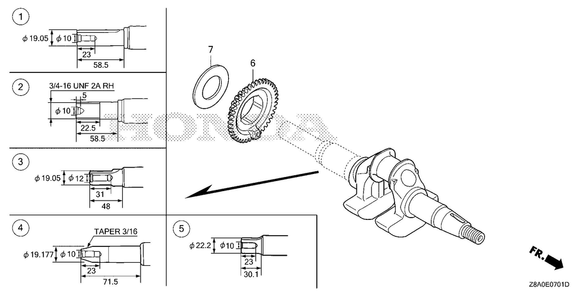 Crankshaft (2) Diagram and Parts List for GC160LAX (Type QBC)(GCAHA-6025169-9999999) Honda Engine