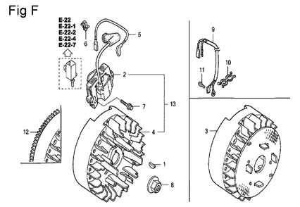 Fig-6 Diagram and Parts List for GC135 Type VXA Honda Engine