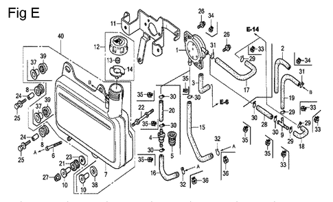 Fig-5 Diagram and Parts List for GC190A Type QHP7 Honda Engine