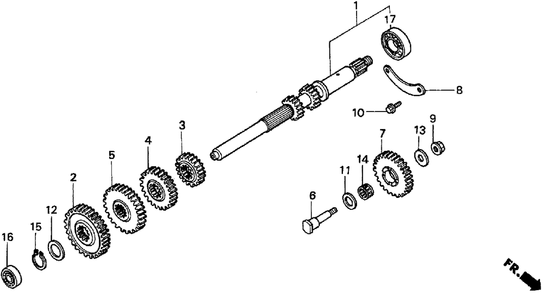 Part Location Diagram of 23210-763-A00 Honda Mainshaft